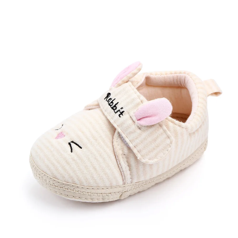 Симпатичная обувь для малышей, детская обувь с мультипликационным принтом, детская обувь для мальчиков, слипоны для маленьких девочек, обувь для малышей 0-18 месяцев - Цвет: Striped Rabbit