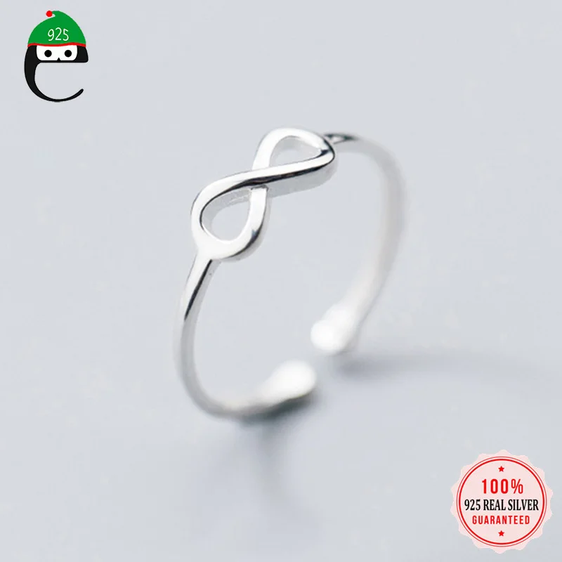 ElfoPlataSi,, Настоящее серебро 925 пробы, модное кольцо Бесконечность 8, коктейльное кольцо, размер 5, 6, 7, для девочек, Детский Рождественский подарок XY654