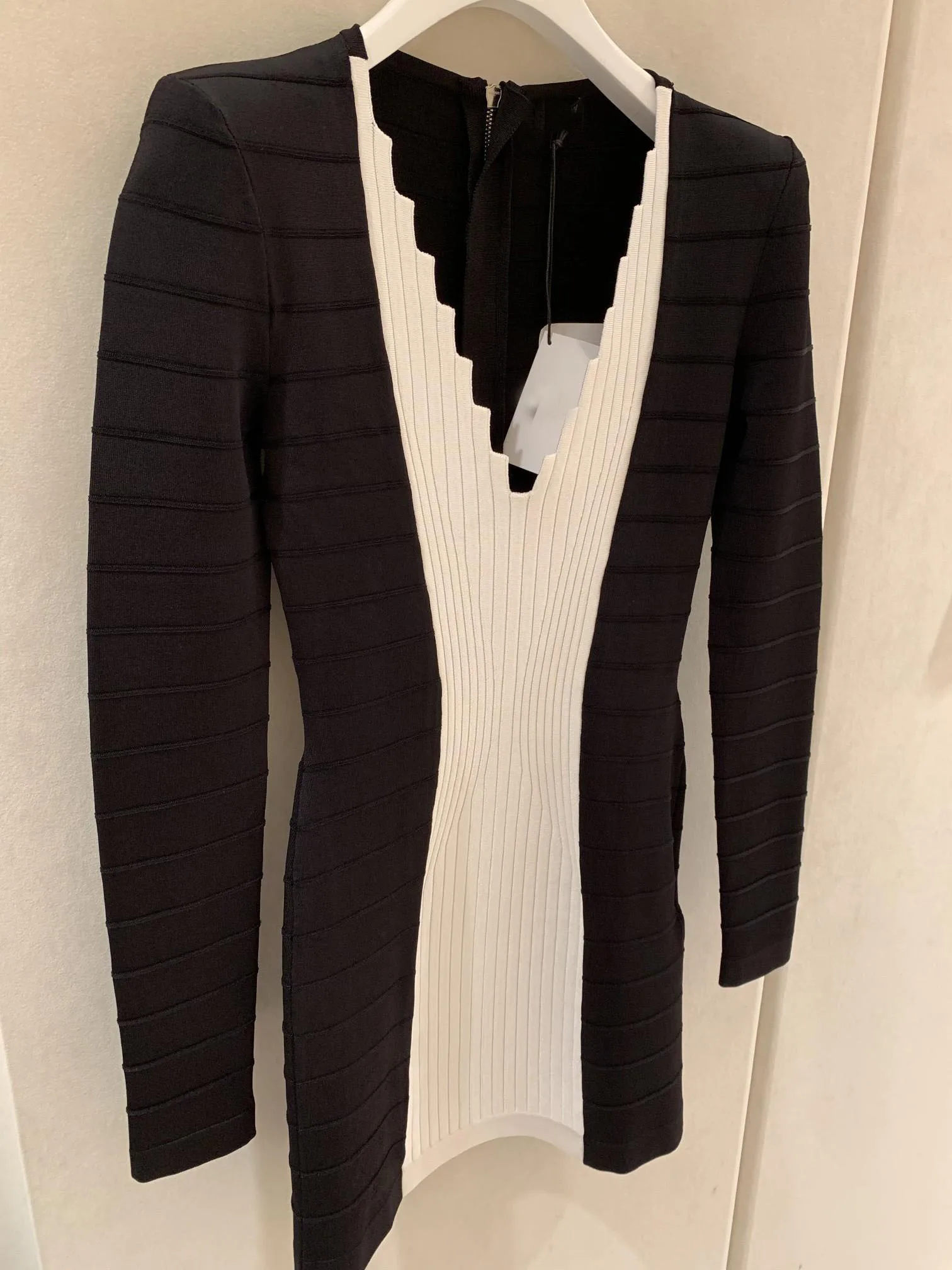 

high quality autumn 2019FW luxury women dress female patchwork knitted slim long sleeve dress gdnz 8.30