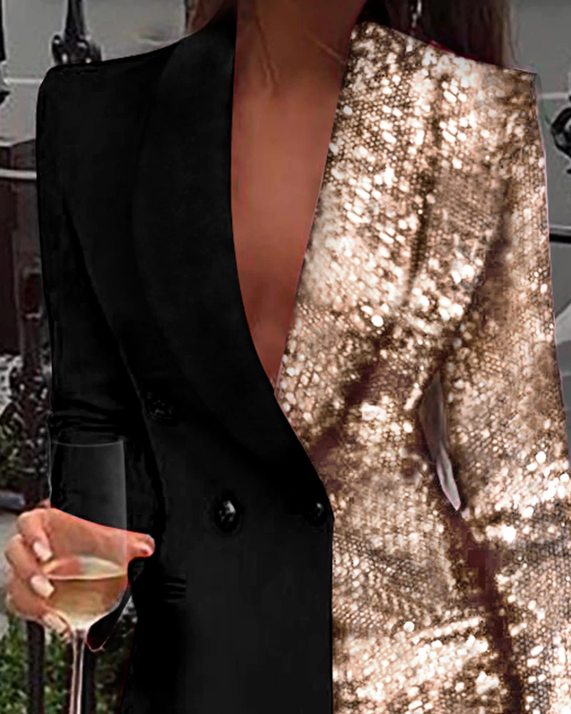 2020 Women Office Dress Colorblock 