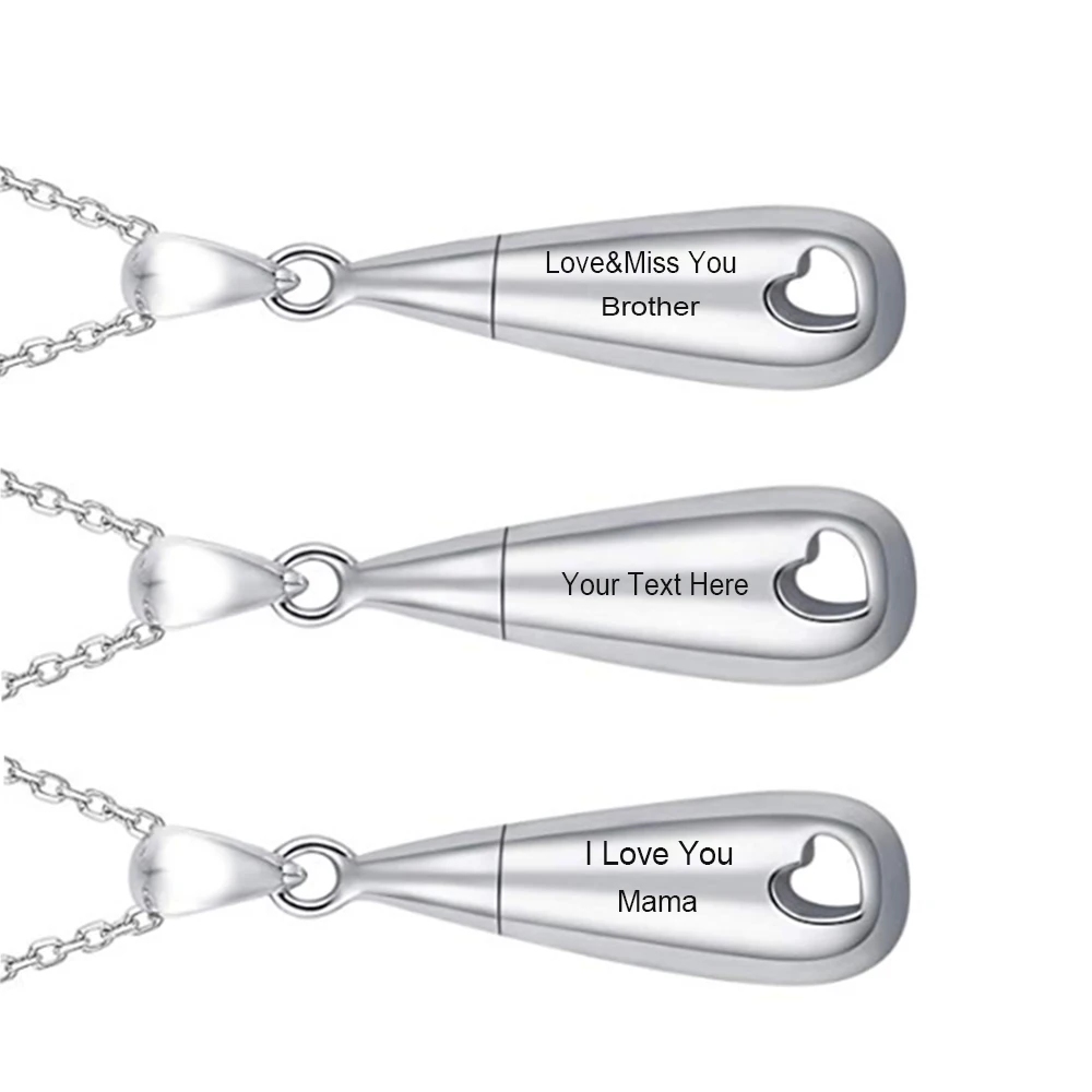 Пользовательские слеза урна в виде сердца ожерелье для хранения пепла на память