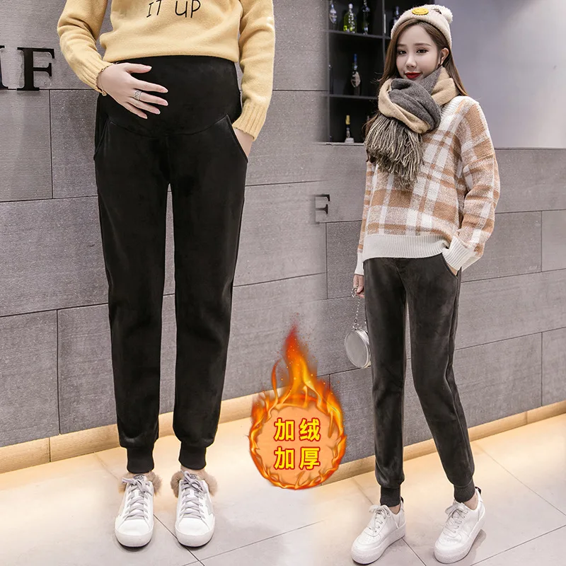 

Leggings for Pregnant Woman Autumn & Winter Brushed And Thick Pregnant Women Pants Outer Wear Casual Double-sided Plush Gymnasti