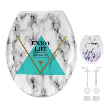 

High Quality Plastic Beautiful Rose Feather Design Toilet Seat Cover Set Universal PP Board WC Toilet Lid Bath Closestool Cover