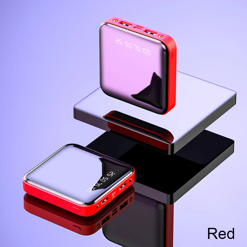 red 20000amh Внешний аккумулятор 20000 мАч, зарядка, мини, портативная зарядка, внешний аккумулятор USB для IPhone, samsung, huawei, Xiaomi - Цвет: red 20000amh