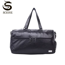 Для мужчин Дорожная сумка черного цвета из PU искусственной кожи, кожаные, для спортзала сумка Для мужчин Фитнес обучение Водонепроницаемый сумка для занятий йогой спортивная сумка дорожные сумки для Для мужчин