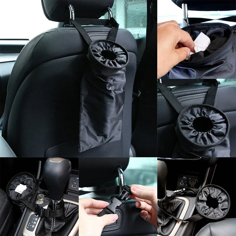 Portable Car Seat Back Trash Container Holder Hang Litter Bag Garbage Storage Car Waste Bins Cleaning Poubelle Voiture Car Bin