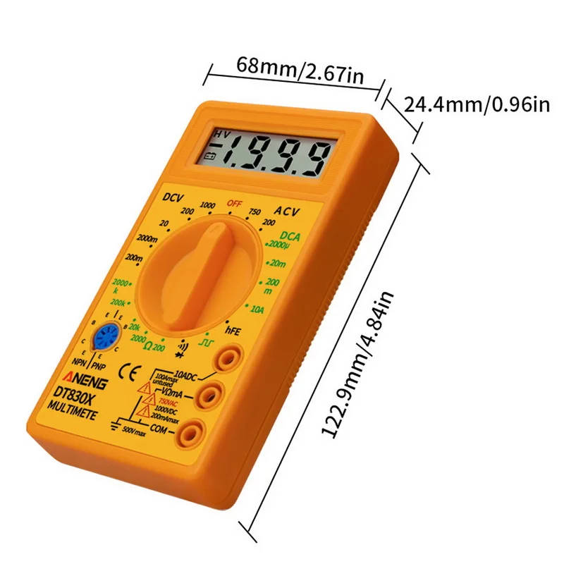 DT830 Цифровой мультиметр Вольтметр Амперметр Омметр DC10V~ 1000V 10A AC 750 В Ток Тесты er Тесты ЖК-дисплей Дисплей