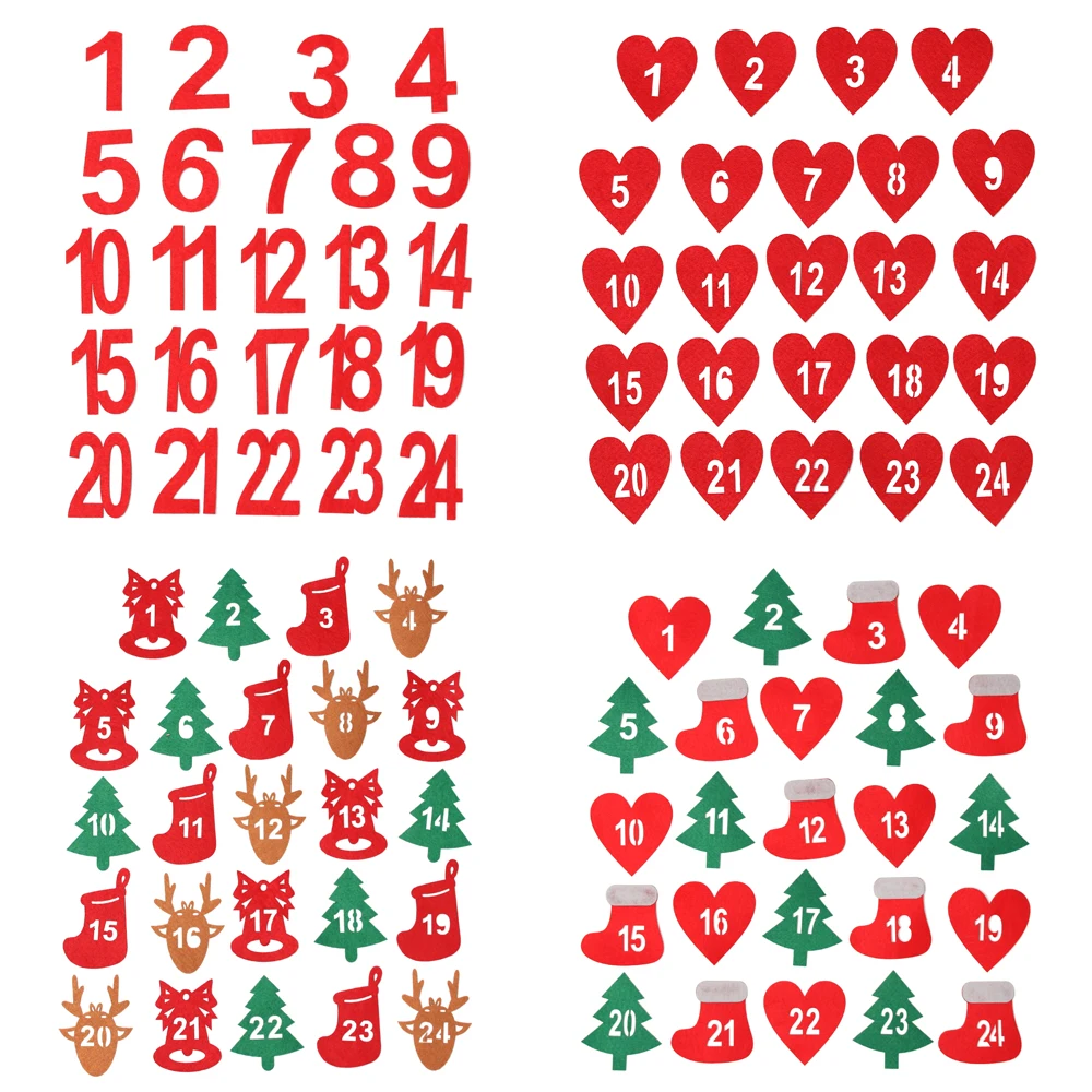 24 Number Felt Countdown Calendar Sticker Merry Christmas Advent Xmas Decor DIY Gift Packing Label Party Supplies | Дом и сад