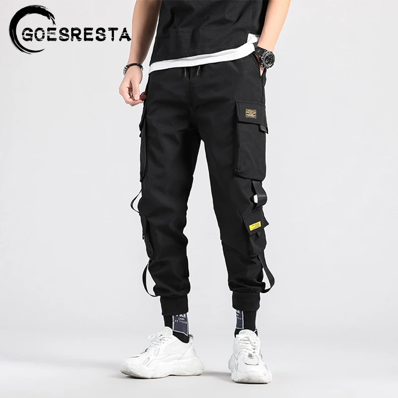 Pantalones Cargo negros para hombre, ropa informal estilo Hip Hop, jogging Harem, pantalones de chándal Harajuku informales, de marca, novedad de verano 2021