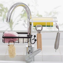 Home Accessories Iron Sink Hanging Punch Faucet Storage Bathroom Hollow Out Shelves Free Kitchen Drain Storage Rack Organizer