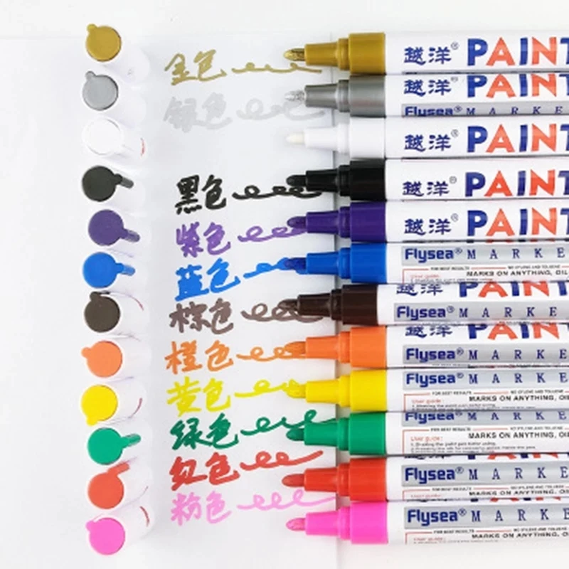 Colorful Universal Waterproof Car paintbrush Motorcycle Auto Wheel Tyre Tire Paint Marker Pen Rubber Permanent