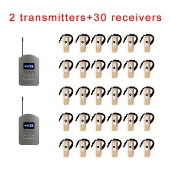 

Wireless Tour Guide System ( 2 Transmitter + 30 Earhook Receivers + 1 Charging Case ) Professional Bluetooth Earpiece Device