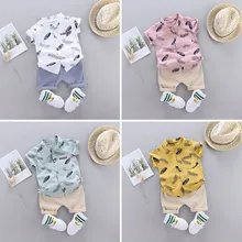 Детская одежда; комплект из 2 предметов; летняя одежда для маленьких мальчиков; Праздничная пляжная рубашка с короткими рукавами; комплект из топа и шорт