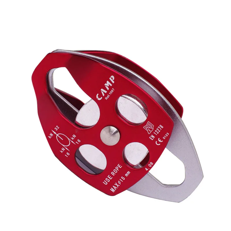 

Pulleys 32KN Outdoor Equipments Dual Fixed Sideplate Rock Climbing Cable Trolley Pulley Aluminum Magnesium Alloy Rappelling Kits