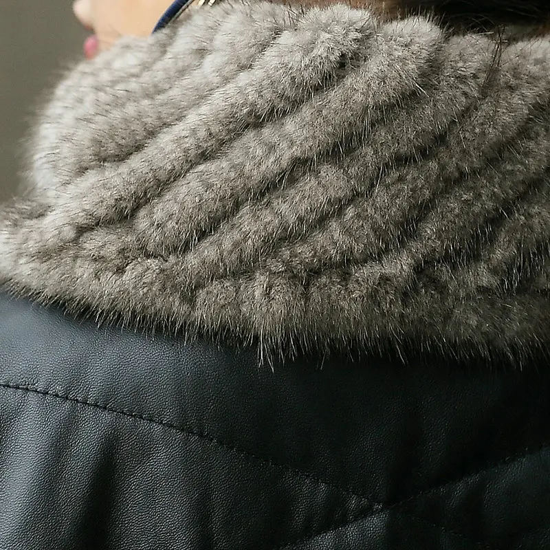 AYUNSUE/пальто из натуральной овчины; зимняя куртка для женщин; пуховик с меховым воротником из норки для женщин; куртка из натуральной кожи; Chaqueta Mujer MY