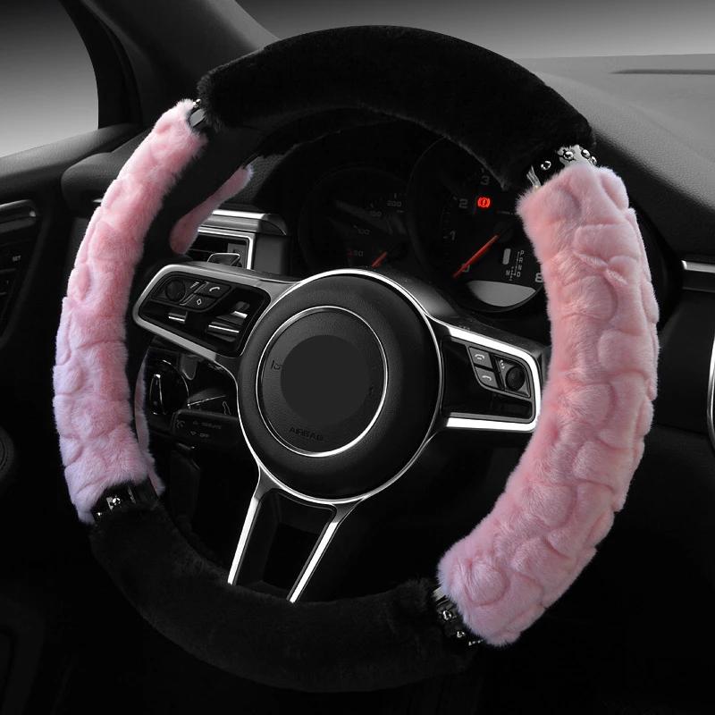 

Soft Plush Car Steering Wheel Cover Steering Covers Suitable 38cm Auto Decoration Car Accessories For Girls Funda Volante Coche