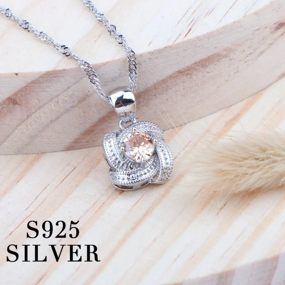 Циркониевый свадебный ювелирный набор серебро 925 драгоценный камень серьги кольца ожерелье свадебный набор украшений для женщин аксессуары