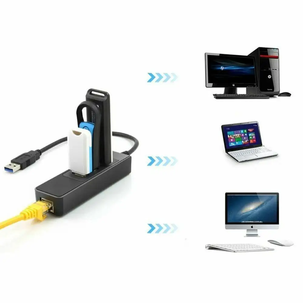 USB гигабитный Ethernet адаптер 3 порта USB 3,0 концентратор USB к Rj45 Lan сетевая карта для Macbook рабочего стола+ Кабель зарядного устройства микро-usb
