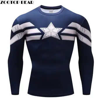 

Captain American T shirts Compression Men T-Shirts Fitness Bodybuilding Tops 3D Printed Funny Long Sleeve Tees Camiseta