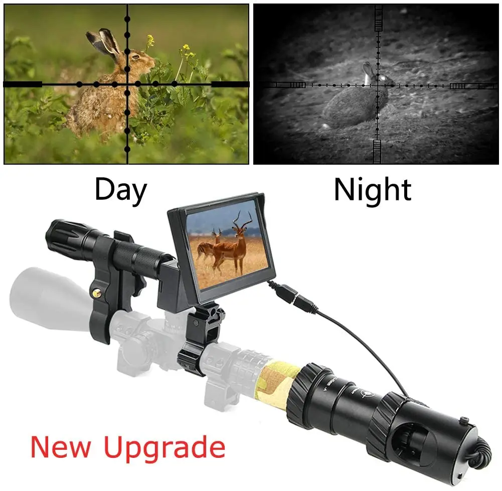 

850nm Infrared LED IR Night Vision Riflescope Night Vision Scope for Rifle Hunting with Camera and 5" Portable Display Screen