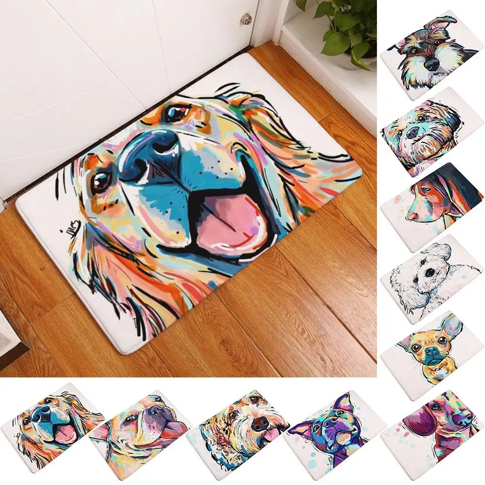 

40x60cm Lovely Dog Design Floor Mat Entrance Doormat Floor Rug Anti-slip Door Mat Bathroom Kitchen Mat Kitchen Carpet Home Decor