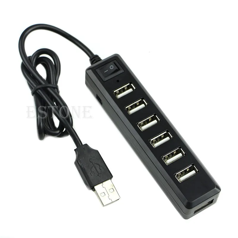 7 порт высокое Скорость USB 2,0 внешнего мульти расширительный концентратор с переключатель вкл./выкл.+ AC Мощность Кабель-адаптер для портативных ПК Au13 19