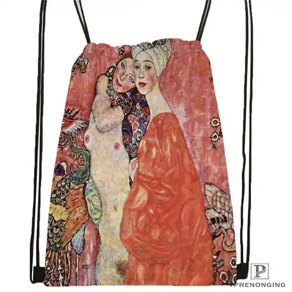 Custom Gustav_Klimt походная сумка на шнурке милый рюкзак для детей(черная спинка) 31x40 см#20180611-02-98 - Цвет: Drawstring Backpack