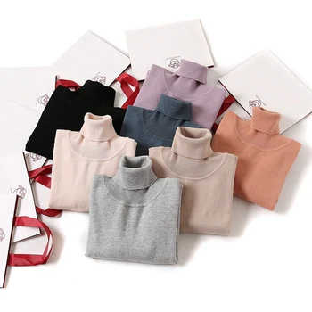 

2019 New High Collar Bottoming Shirt plus Velvet Warm and Soft Wild Pullover Solid Color Classic Knit Long Sleeve Sweater