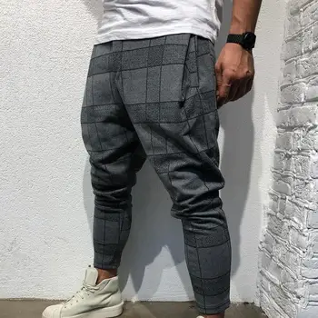 

Fashion Men Pants Pocket Plaid Printed Trousers Pencil Pants Casual Sports Gym Wear Jogging For Men's Clothings