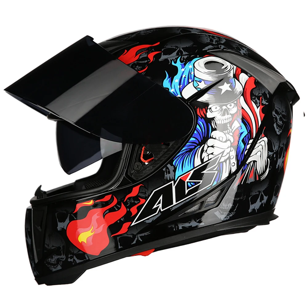 AIS мотоциклетный шлем с двойными линзами шлем для верховой езды Полнолицевые Шлемы Байкер Мото шлем мотоциклетный скутер для верховой езды Байкер Casco - Цвет: 611-07 Gray Lenses