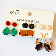 Новинка, Модные женские ювелирные изделия Платье на день рождения серьги красный/фиолетовый черный красивые Комбинируйте 6 пар/компл., высокое качество, прекрасный подарок