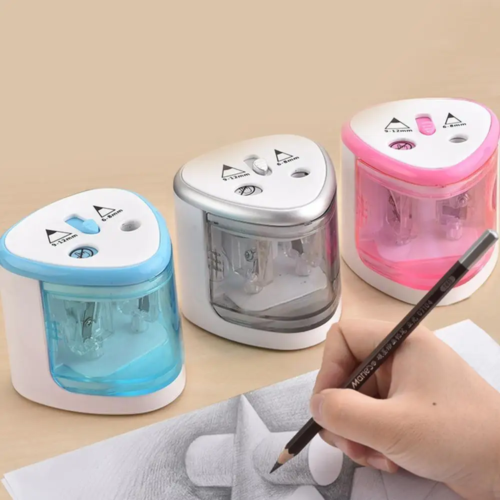 

New Electric Double-holeOencil Sharpener Automatic Sharpeners for Student Art Drawing Automatic Electric Pencil Sharpener