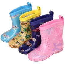 

Autumn Winter Kids Girls Boys Rain Boots Cartoon Print Children Rain Shoes PVC Casual Waterproof Boys Girls Rain Ankle Boots
