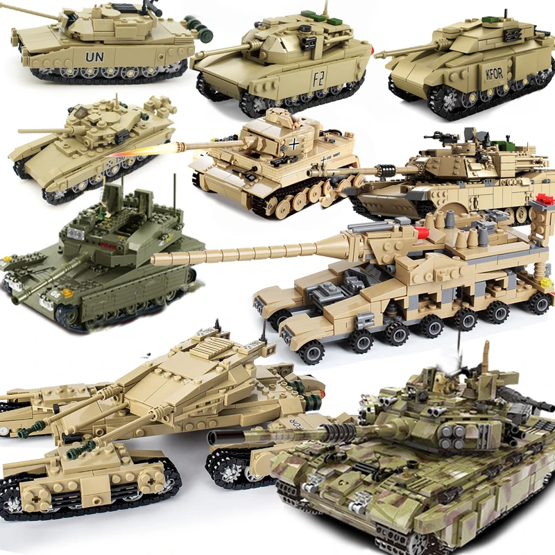 Compatible legoed Tank german ww2 Tiger M1A2 sets military model building kits