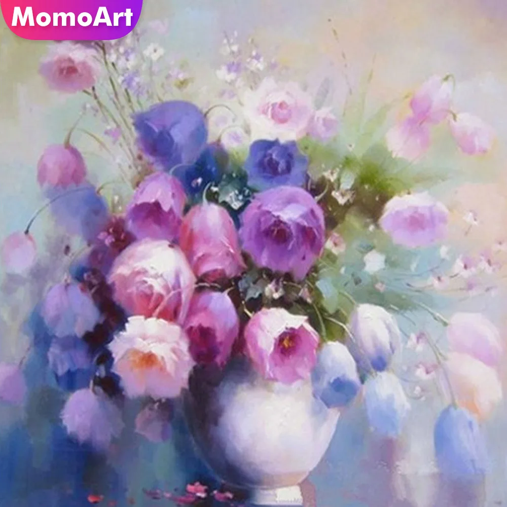 

MomoArt Diamond Embroidery Flowers Bloom Diamond Painting Full Square Drill Picture Of Rhinestone Mosaic Decoration Home