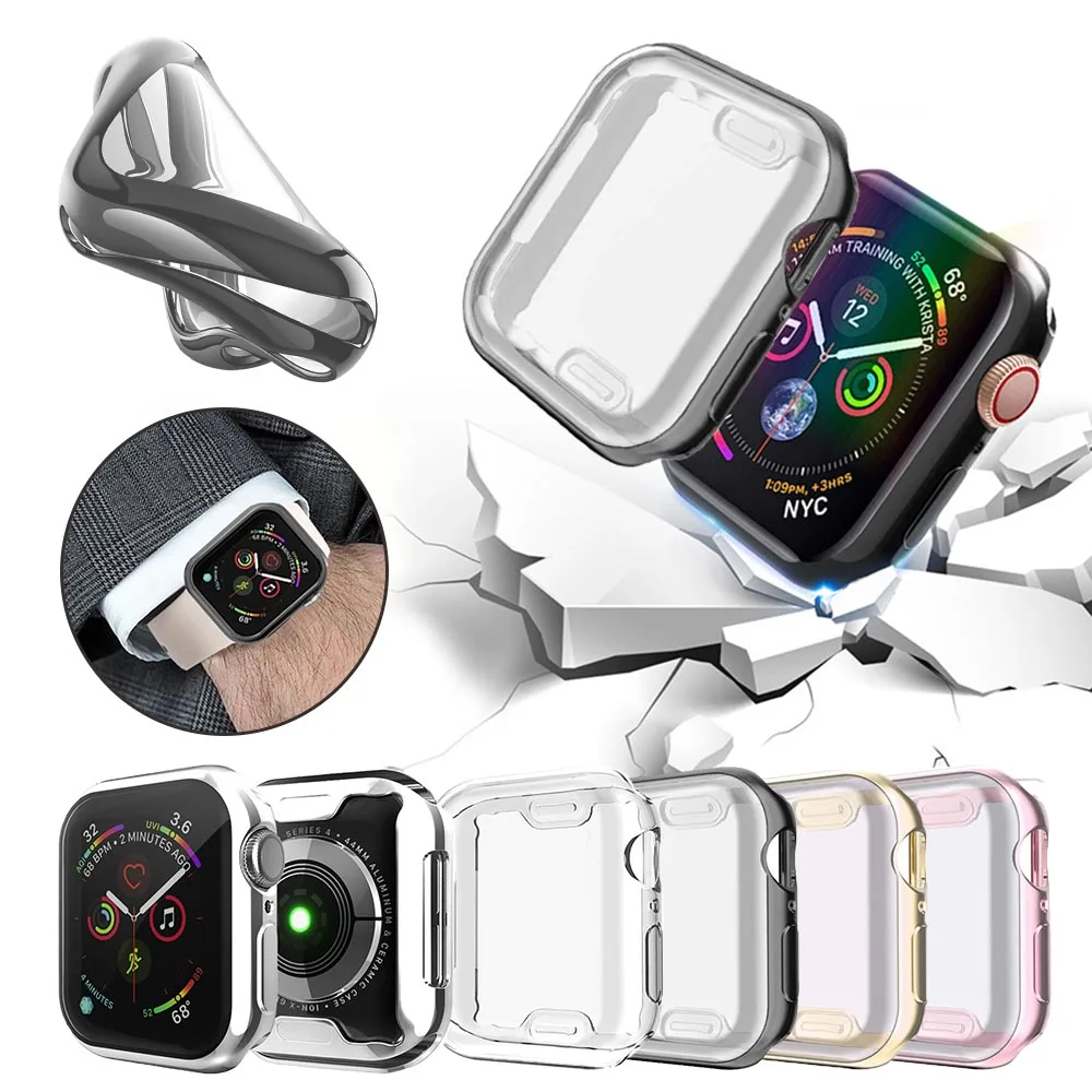 360 Тонкий чехол для часов Apple Watch 6 SE 5 4 3 2 1 42 мм 38 мягкая прозрачная защитная пленка