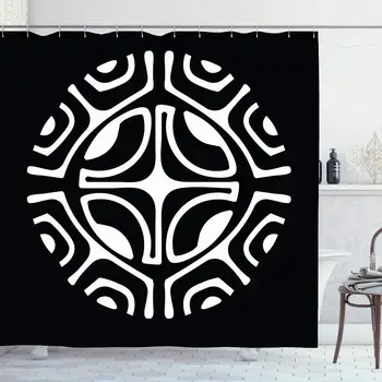 

Shower Curtain Set with Hooks 60x72 Inches Pattern Maori Marquesan Cross Graphic Sun Line Drawing Geometry Which Shape Circle