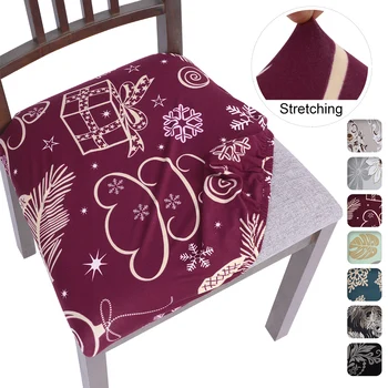 

Stretch Printed Dining Chair Seat Covers, Removable Washable Anti-Dust Upholstered Chair Seat Cover for Kitchen Dining Room