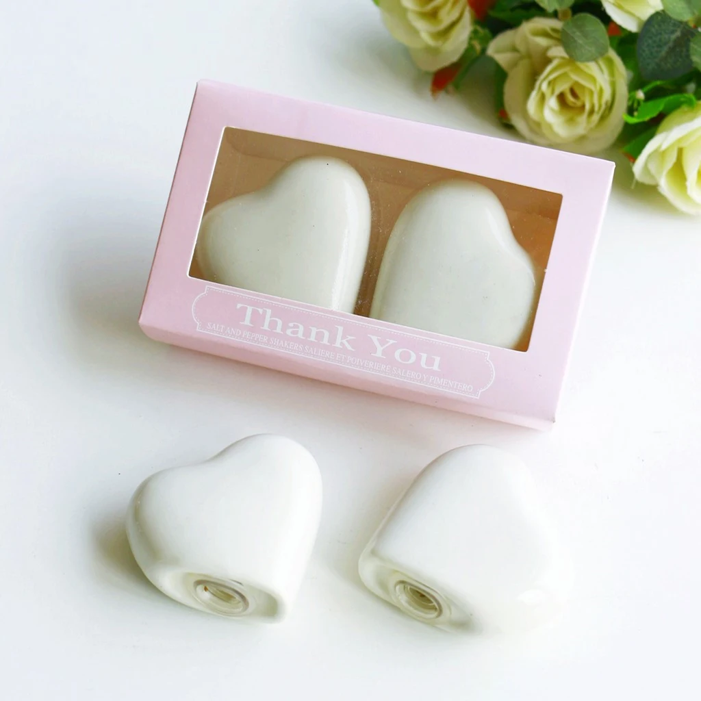 Ceramic Spice Racks Salt and Pepper Shakers Heart Shape for Valentines Day, Wedding Souvenir