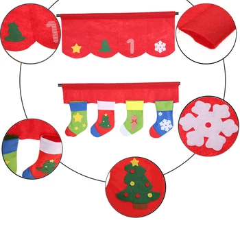 

New Festnight 2pcs Window Curtains Christmas Decoration Favor Gift Pennant Bunting Valance Christmas Decoration Supplies