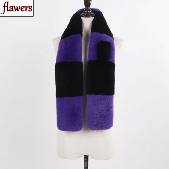 

Full Pelt Real Fur Scarves Fashion Women Long Style Genuine Rex Rabbit Fur Scarf Winter Thick Warm Lady 100% Natural Fur Muffler