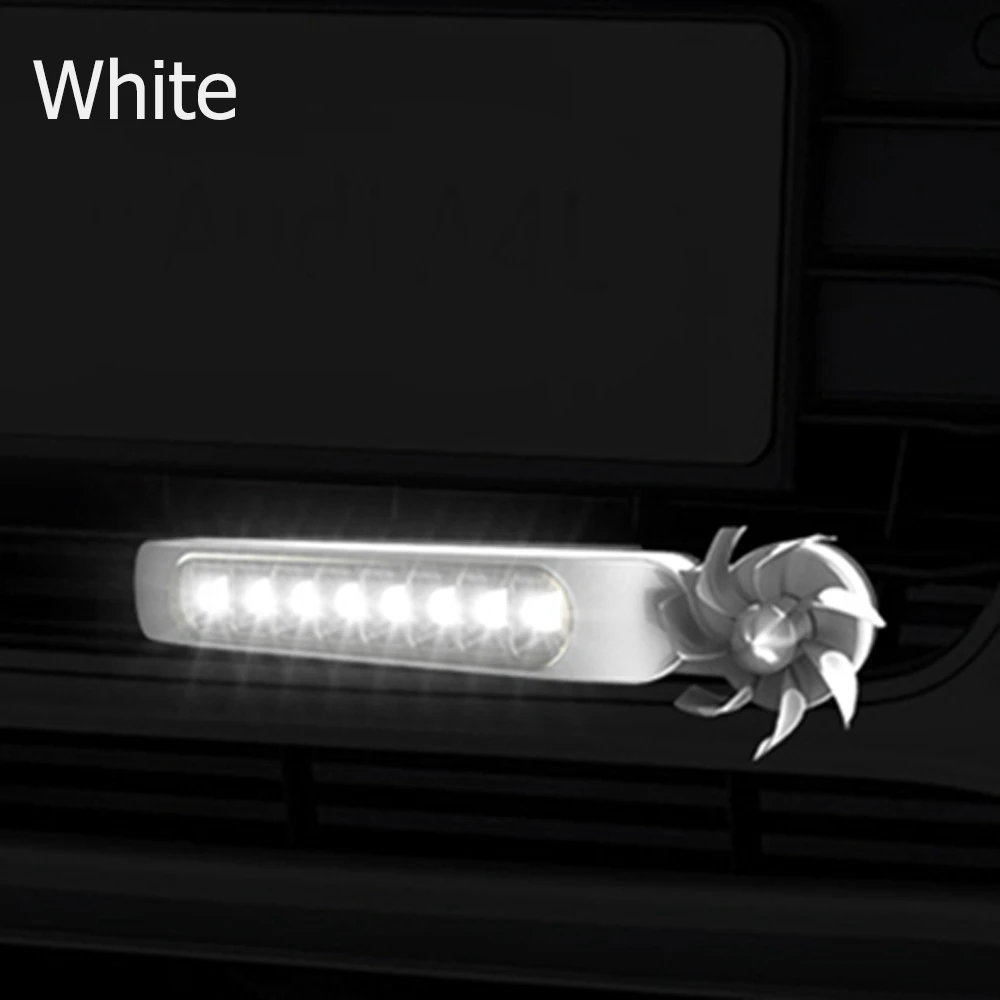 2 шт. автомобильные светодиоды без проводки, ветрозащитная решетка, автомобильные фары с вентилятором, вращение для автомобиля, Предупреждение льные лампы, дневные ходовые огни - Испускаемый цвет: White