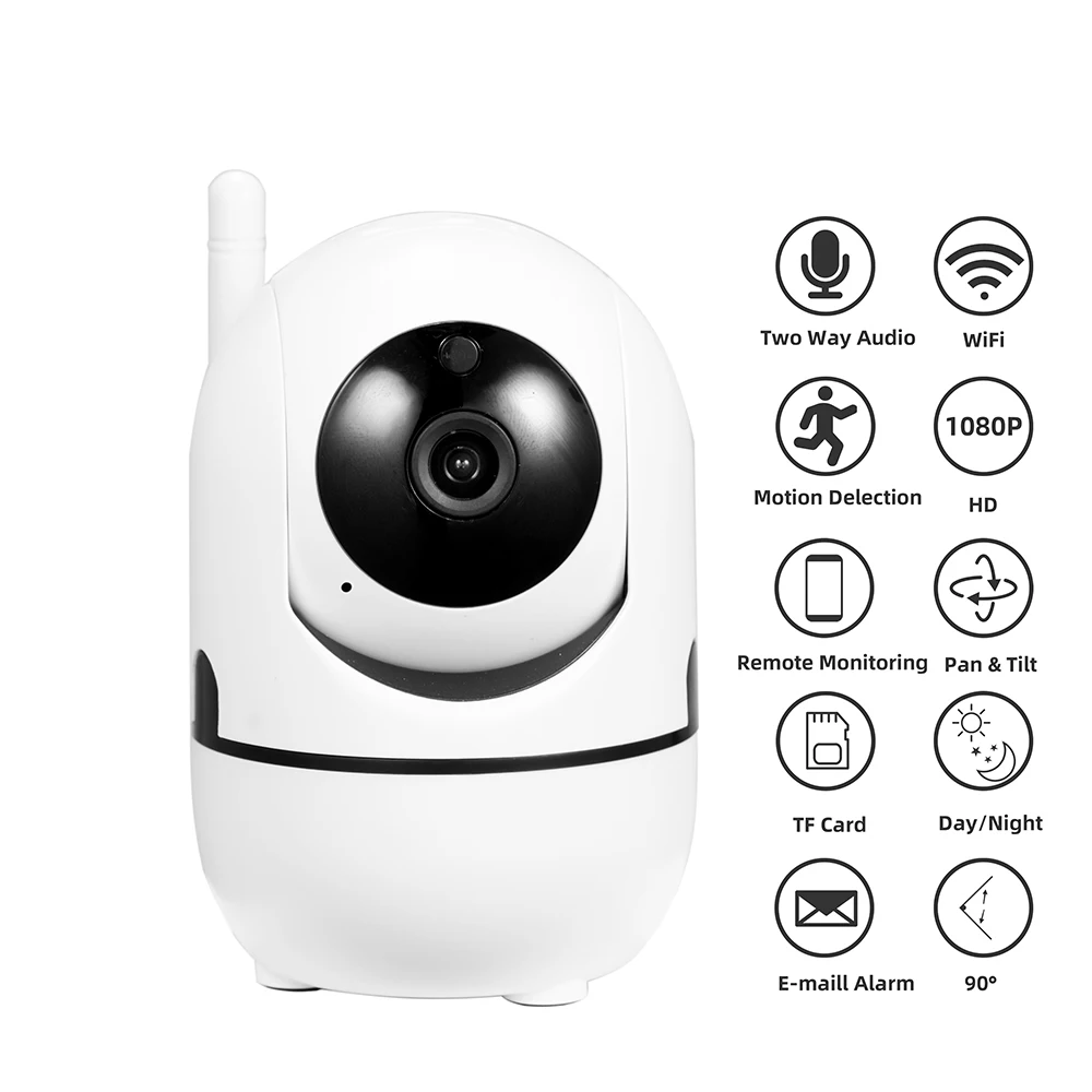 Черная облачная IP-камера видеонаблюдения для умного дома 1080P с автоматическим