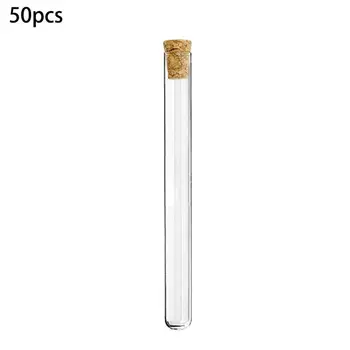 

50PCS Plastic Test Tubes And Corks Transparent Test Tubes, For Laboratory Equipment And Storage Of Confectionery Spices Liquids