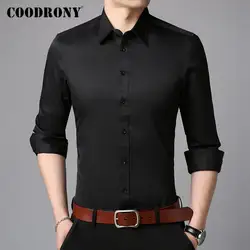 COODRONY Брендовые мужские рубашки с длинным рукавом хлопковая рубашка мужская однотонная Классическая деловые рубашки в повседневном стиле