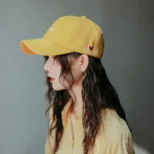 Letter&Heart Embroidered Baseball Hat Harajuku Simple Leisure Time Joker Couples Women Hat Popular Student Duck Tongue Cap