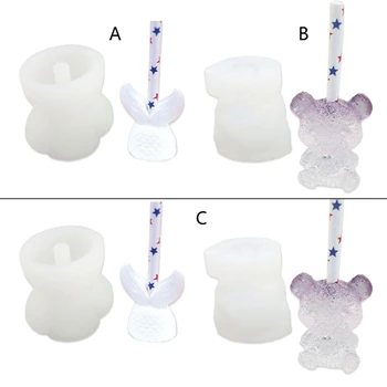 

Bear Straw Topper Silicone Mold Fish Tails Silicone 8mm Straws Topper Molds Kit X7YA