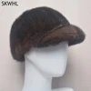 Hot Hale Men Real Mink Fur Straw Hats Men Winter Hats Mink Fur Hats Street Trendy Hip-hop Hat Caps Brimless Cap Beanies For Men 1