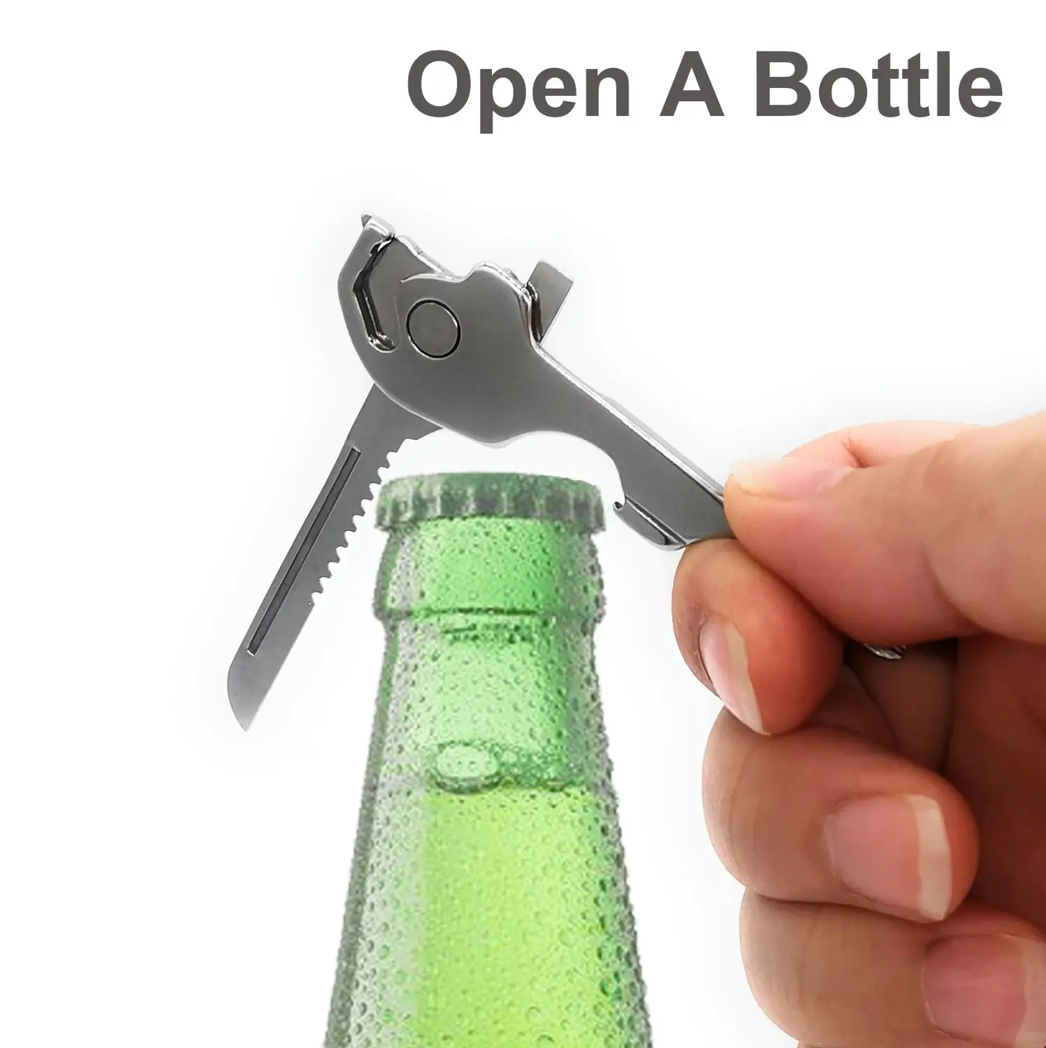Stainless Steel 6-in-1 Utility Key Multi-Function Tool Multitool Keychains Folding Bottle Opener Gift