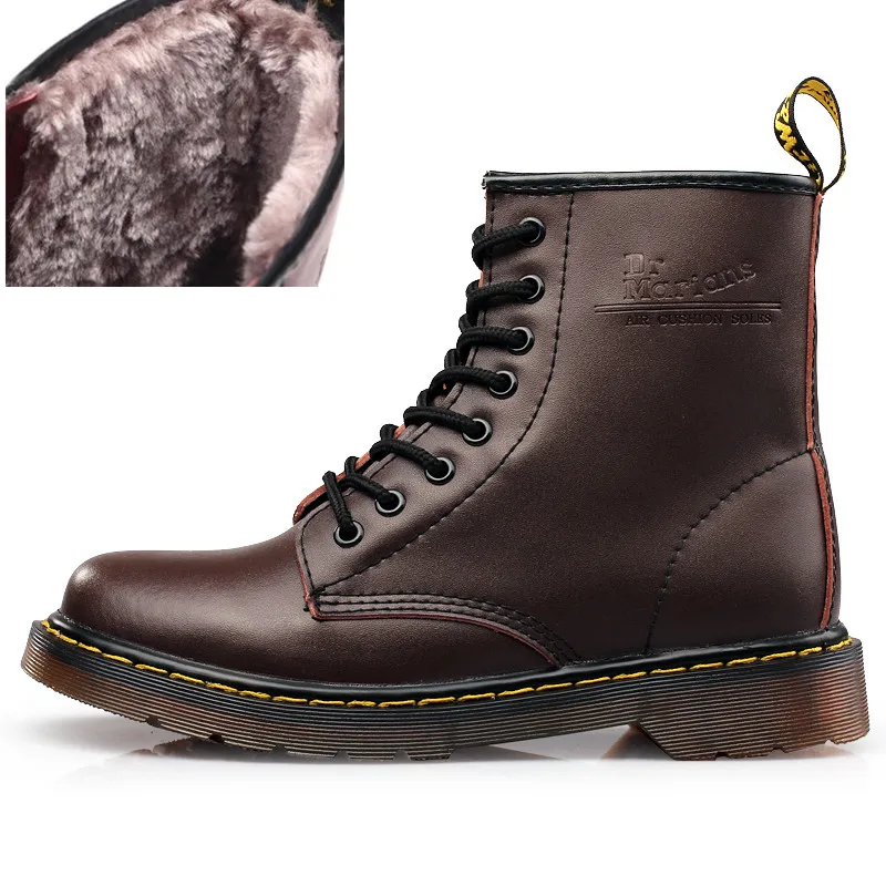fur brown Высококачественные мужские ботинки из спилка; Брендовые мужские зимние ботинки; теплые удобные ботинки на меху; обувь в коробке; ST324 - Цвет: fur brown